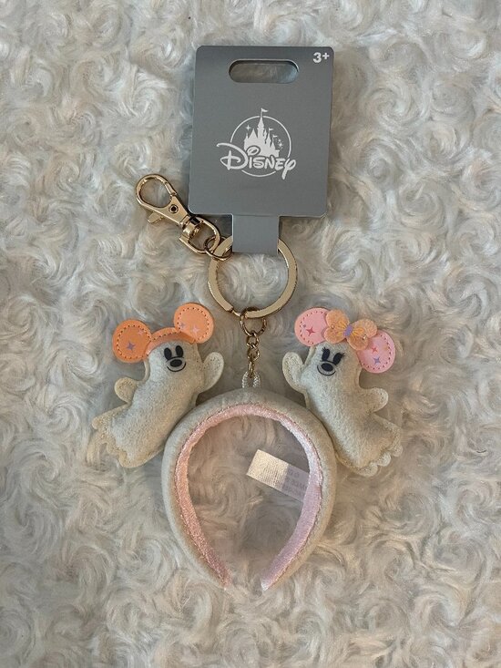Disney Accessories - Disney WDW 2026 Pastel Halloween - Mickey & Minnie Ghost Ear Headband Keychain